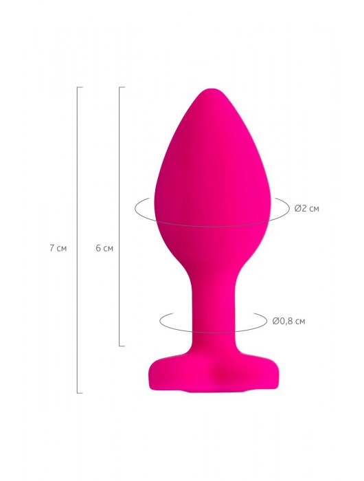 Розовая анальная втулка Diamond Heart с прозрачным кристаллом - 7 см. - ToyFa - купить с доставкой в Ангарске