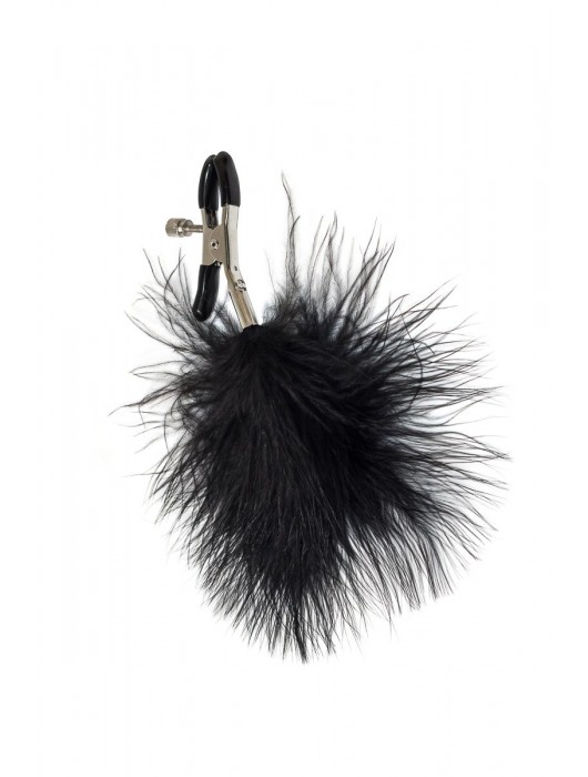 Зажимы на соски с черным пухом Euphoric - Lola Games - купить с доставкой в Ангарске