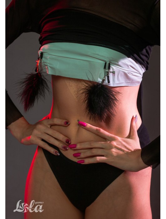 Зажимы на соски с черным пухом Euphoric - Lola Games - купить с доставкой в Ангарске