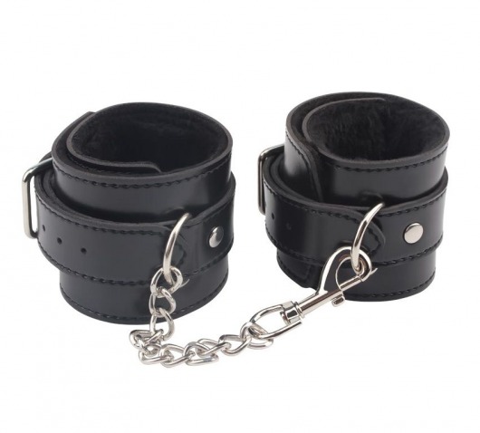 Черные оковы на ноги Obey Me Leather Ankle Cuffs - Chisa - купить с доставкой в Ангарске