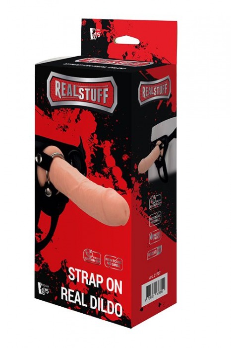 Черные трусики с телесной насадкой STRAP ON REAL DILDO - 21 см. - Dream Toys - купить с доставкой в Ангарске