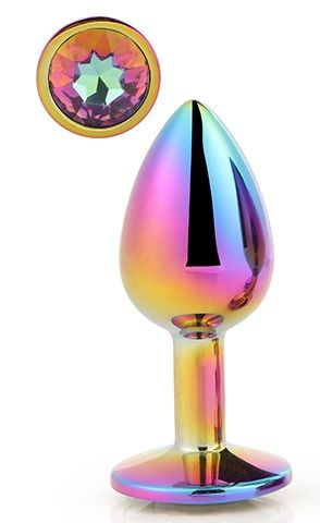 Голографическая анальная втулка с радужным кристаллом - 7,1 см. - Dream Toys - купить с доставкой в Ангарске