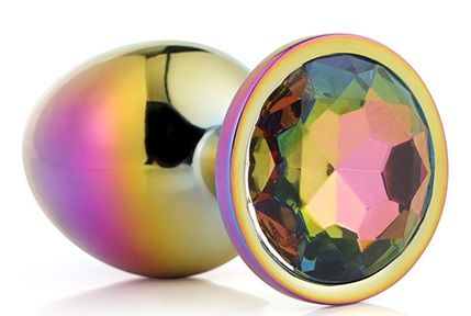Голографическая анальная втулка с радужным кристаллом - 7,1 см. - Dream Toys - купить с доставкой в Ангарске