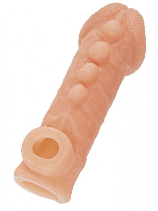 Телесная закрытая насадка с шишечками Cock Sleeve Size S - 13,8 см. - KOKOS - в Ангарске купить с доставкой