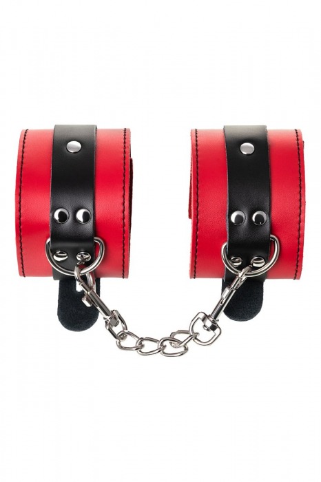 Красно-черные оковы на ноги из кожи - ToyFa - купить с доставкой в Ангарске