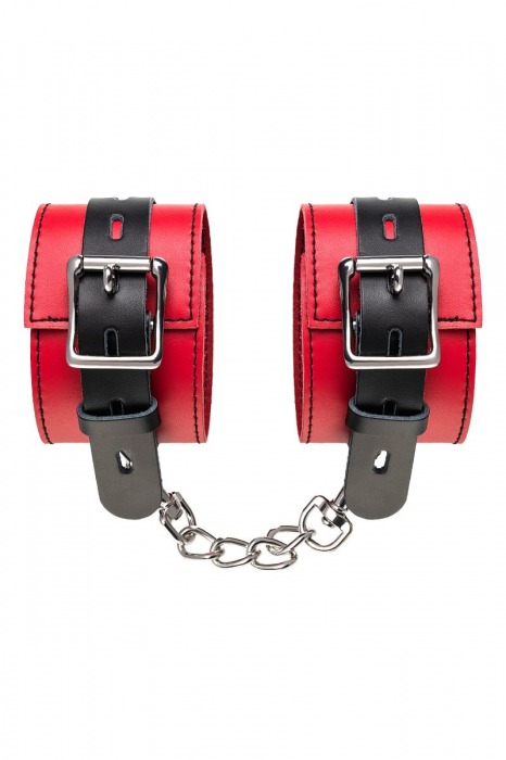 Красно-черные оковы на ноги из кожи - ToyFa - купить с доставкой в Ангарске