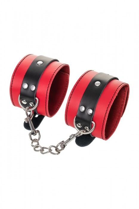 Красно-черные оковы на ноги из кожи - ToyFa - купить с доставкой в Ангарске