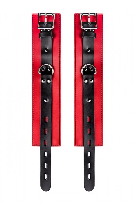 Красно-черные оковы на ноги из кожи - ToyFa - купить с доставкой в Ангарске