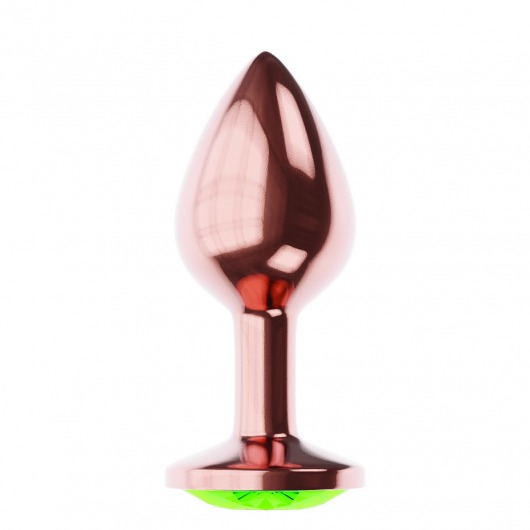 Пробка цвета розового золота с лаймовым кристаллом Diamond Emerald Shine S - 7,2 см. - Lola Games - купить с доставкой в Ангарске