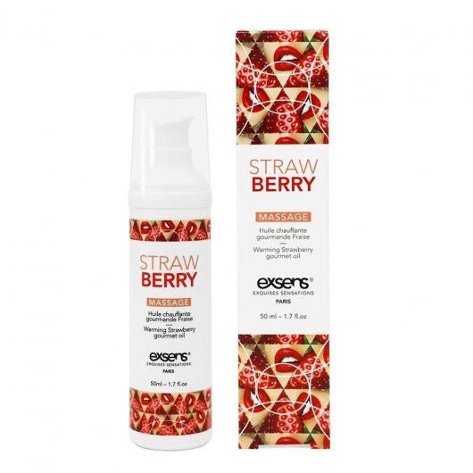 Разогревающее массажное масло  с ароматом клубники Gourmet Strawberry - 50 мл. - Exsens - купить с доставкой в Ангарске