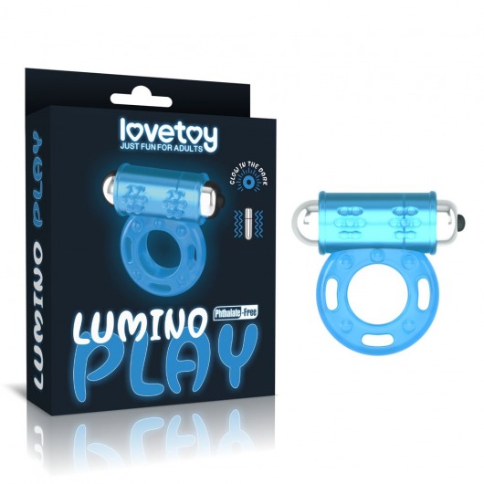 Голубое, светящееся в темноте эрекционное виброкольцо Lumino Play Vibrating Penis Ring - Lovetoy - в Ангарске купить с доставкой