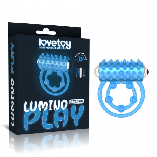 Голубое, светящееся в темноте виброкольцо Lumino Play Vibrating Penis Ring - Lovetoy - в Ангарске купить с доставкой