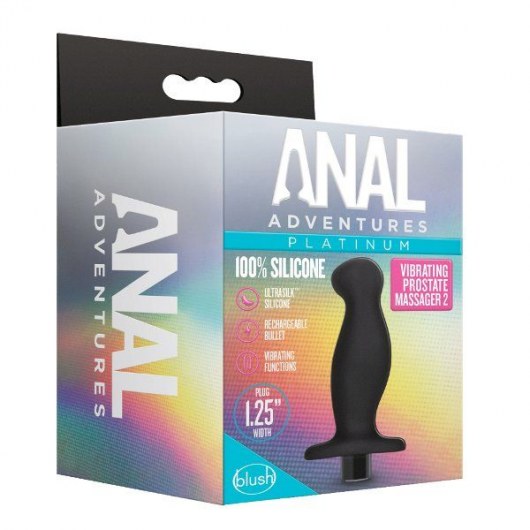 Черный анальный вибромассажёр Silicone Vibrating Prostate Massager 02 - 10,8 см. - Blush Novelties - в Ангарске купить с доставкой
