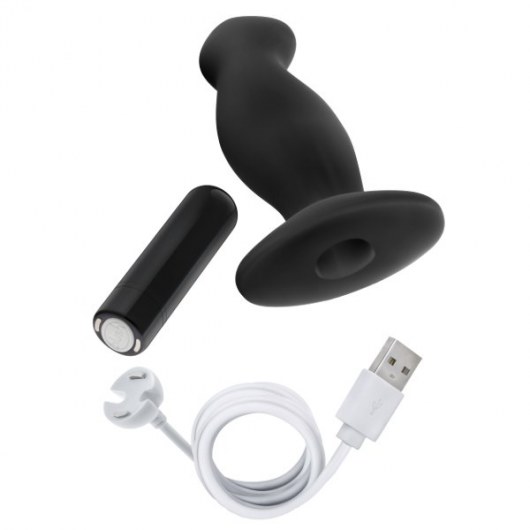 Черный анальный вибромассажёр Silicone Vibrating Prostate Massager 02 - 10,8 см. - Blush Novelties - в Ангарске купить с доставкой