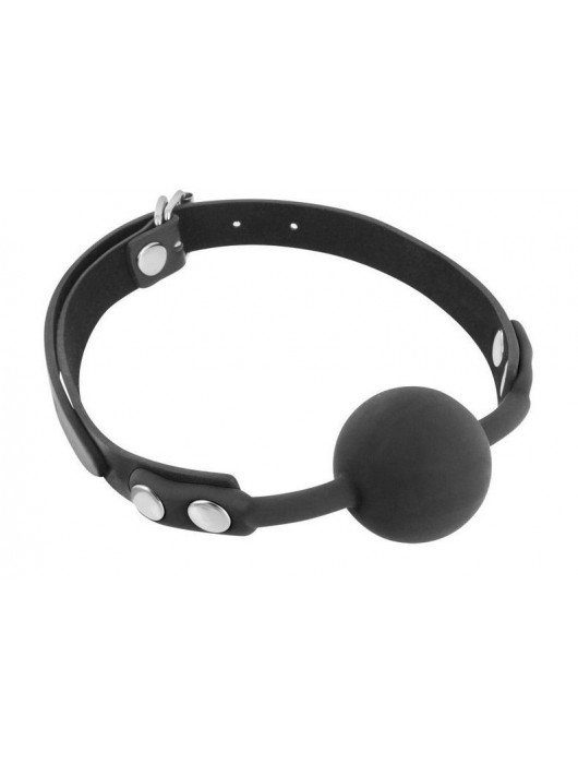 Черный силиконовый кляп-шарик на ремешках - Fetish Tentation - купить с доставкой в Ангарске