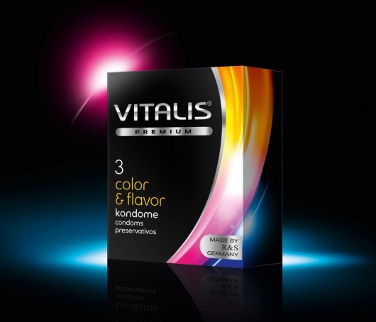 Цветные ароматизированные презервативы VITALIS PREMIUM color   flavor - 3 шт. - Vitalis - купить с доставкой в Ангарске