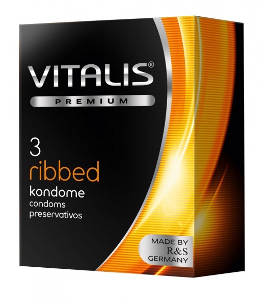 Ребристые презервативы VITALIS PREMIUM ribbed - 3 шт. - Vitalis - купить с доставкой в Ангарске