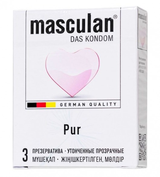 Супертонкие презервативы Masculan Pur - 3 шт. - Masculan - купить с доставкой в Ангарске