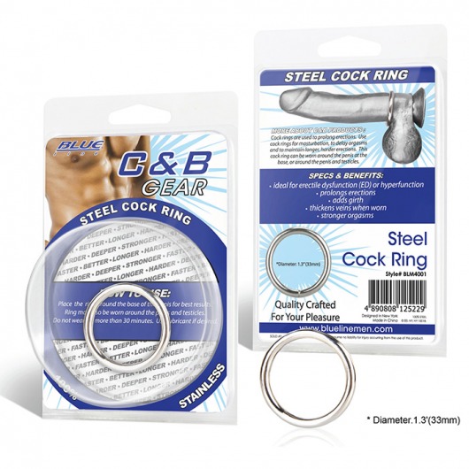 Стальное эрекционное кольцо STEEL COCK RING - 3.5 см. - BlueLine - в Ангарске купить с доставкой