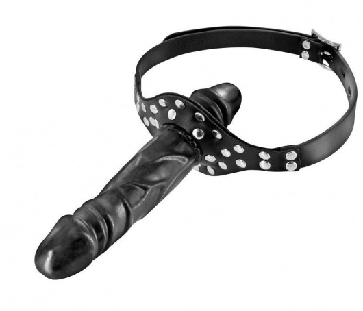 Черный кляп-фаллоимитатор Double Penis Gag - Fetish Tentation - купить с доставкой в Ангарске