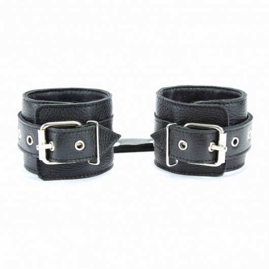 Чёрные кожаные оковы с клепками - БДСМ Арсенал - купить с доставкой в Ангарске