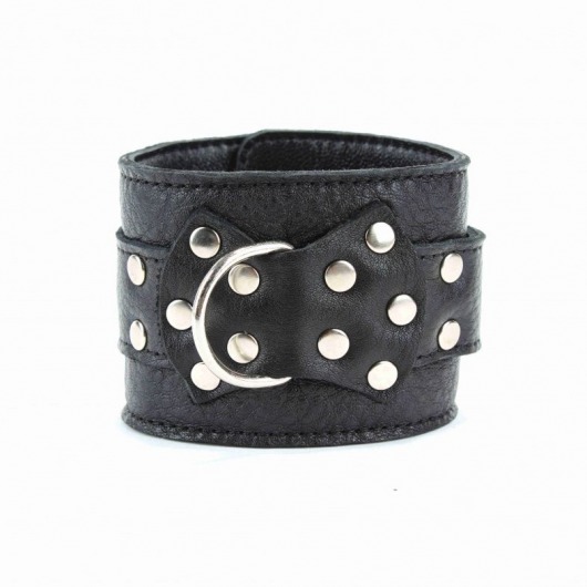 Чёрные кожаные оковы с клепками - БДСМ Арсенал - купить с доставкой в Ангарске