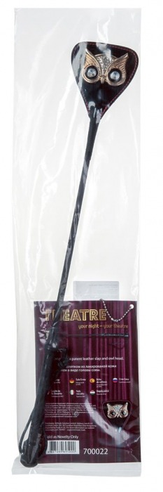 Чёрный стек с совой на кожаном наконечнике - 24 см. - ToyFa - купить с доставкой в Ангарске