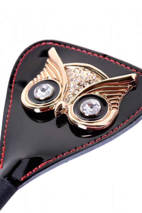 Чёрный стек с совой на кожаном наконечнике - 24 см. - ToyFa - купить с доставкой в Ангарске