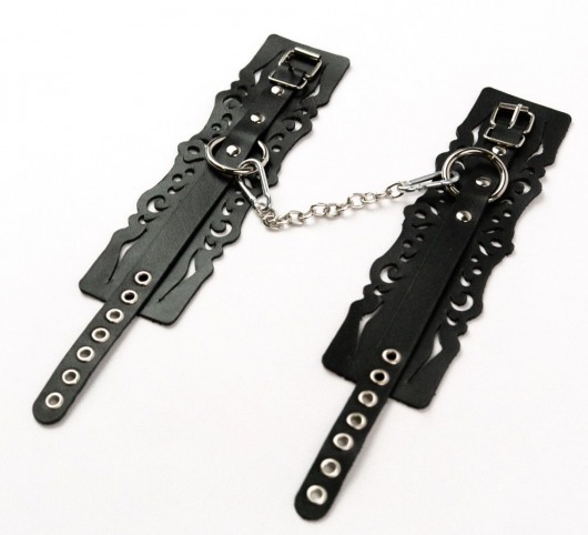 Узорчатые кожаные оковы с регулируемыми ремешками - Crazy Handmade - купить с доставкой в Ангарске