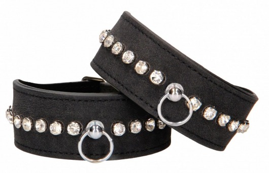 Черные поножи Diamond Studded Ankle Cuffs - Shots Media BV - купить с доставкой в Ангарске