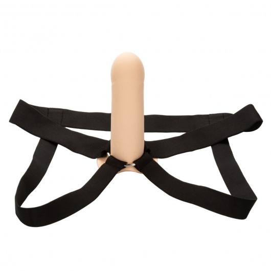 Телесный фаллопротез из силикона Extension with Harness - 15,75 см. - California Exotic Novelties - купить с доставкой в Ангарске