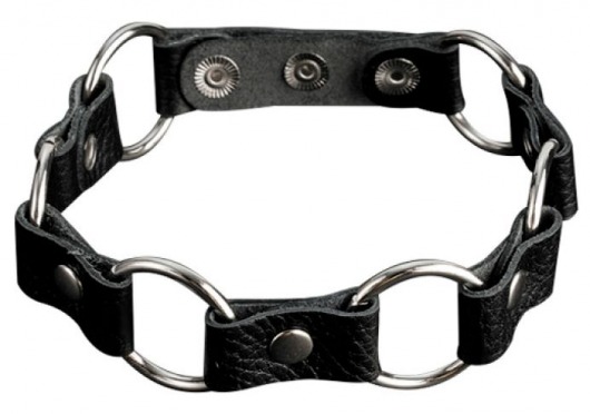 Кожаный черный ошейник с кольцами - Sitabella - купить с доставкой в Ангарске