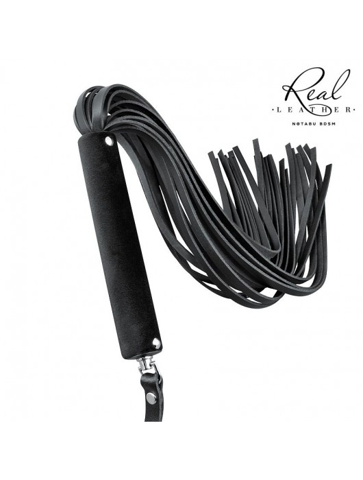 Черная кожаная плеть-флоггер - 84 см. - Notabu - купить с доставкой в Ангарске