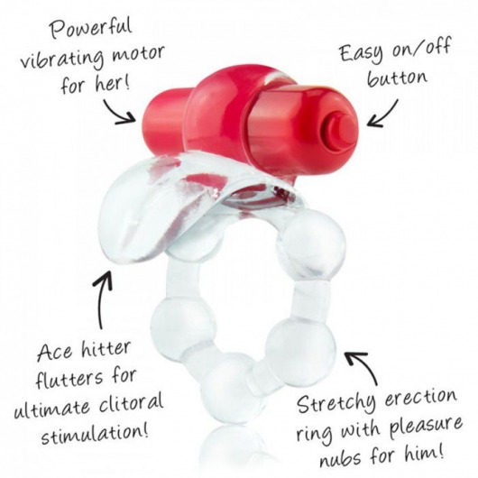 Виброкольцо с язычком и красным виброэлементом Overtime - Screaming O - в Ангарске купить с доставкой