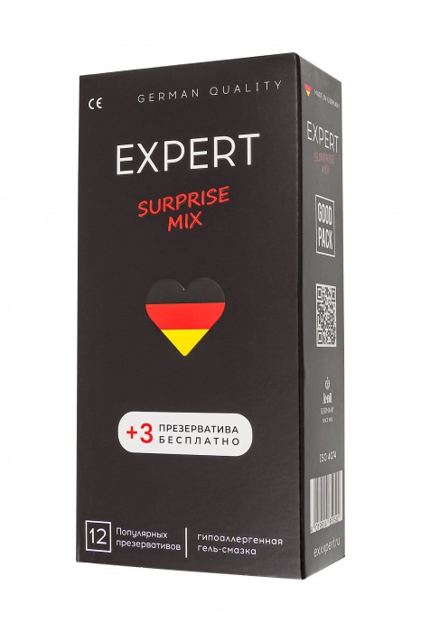 Презервативы EXPERT Surprise Mix - 12 шт.(+3 в подарок) - Expert - купить с доставкой в Ангарске