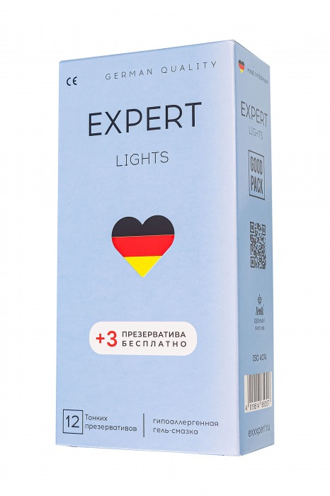 Ультратонкие презервативы EXPERT Lights - 12 шт.(+3 в подарок) - Expert - купить с доставкой в Ангарске