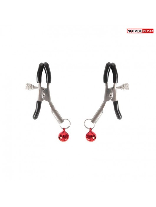 Серебристые зажимы на соски с шариками - Notabu - купить с доставкой в Ангарске