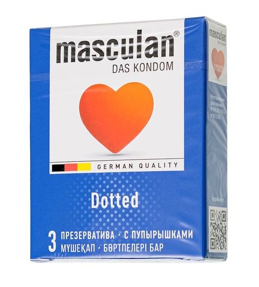 Презервативы с пупырышками Masculan Dotted - 3 шт. - Masculan - купить с доставкой в Ангарске