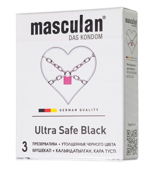 Ультрапрочные презервативы Masculan Ultra Safe Black - 3 шт. - Masculan - купить с доставкой в Ангарске