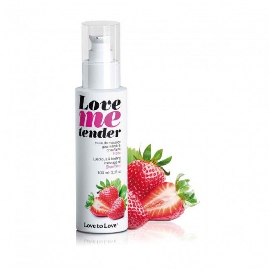 Съедобное согревающее массажное масло Love Me Tender Strawberry с ароматом клубники - 100 мл. - Love to Love - купить с доставкой в Ангарске