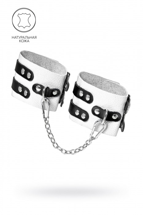 Бело-черные оковы с двумя ремешками и люверсами - Pecado - купить с доставкой в Ангарске