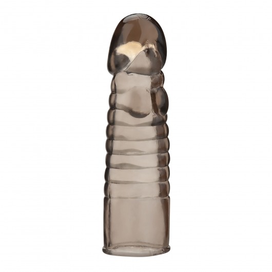 Дымчатая насадка-удлинитель Ribbed Realistic Penis Enhancing Sleeve Extension - 15,2 см. - BlueLine - в Ангарске купить с доставкой