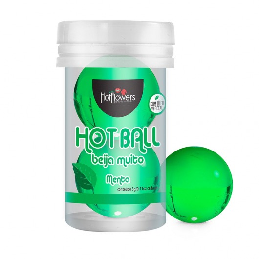 Лубрикант на масляной основе Hot Ball Beija Muito с ароматом мяты (2 шарика по 3 гр.) - HotFlowers - купить с доставкой в Ангарске