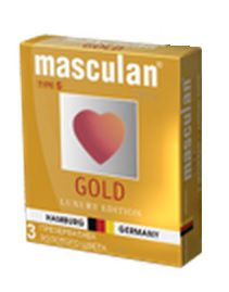 Презервативы Masculan Ultra Gold с золотым напылением и ароматом ванили - 3 шт. - Masculan - купить с доставкой в Ангарске