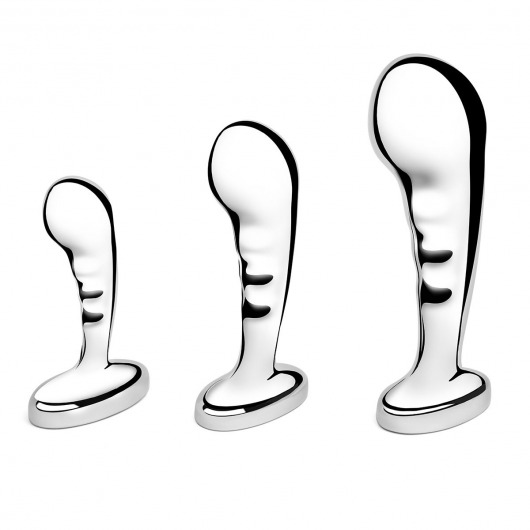 Набор из 3 стальных стимуляторов простаты Stainless Steel P-spot Training Set - b-Vibe - в Ангарске купить с доставкой