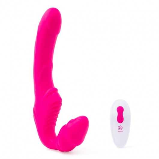 Розовый безремневой страпон на радиоуправлении Strapless Together - 22 см. - Together Toy - купить с доставкой в Ангарске