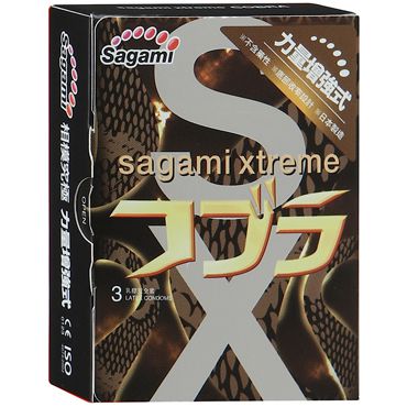 Суженные к основанию презервативы Sagami Xtreme COBRA - 3 шт. - Sagami - купить с доставкой в Ангарске