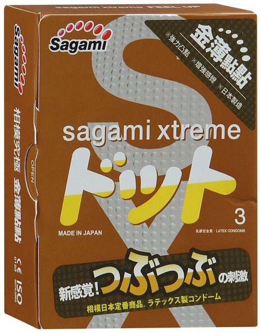 Презервативы Sagami Xtreme FEEL UP с точечной текстурой и линиями прилегания - 3 шт. - Sagami - купить с доставкой в Ангарске