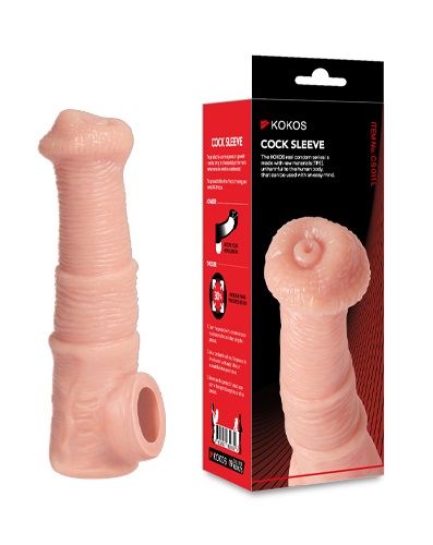 Телесная фантазийная насадка на член Cock Sleeve Size M - KOKOS - в Ангарске купить с доставкой