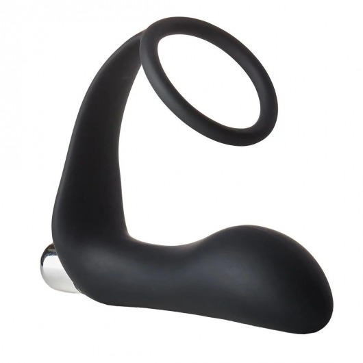 Черное эрекционное кольцо с вибропробкой Vibrating Anal Plug With Cockring - Dream Toys - в Ангарске купить с доставкой
